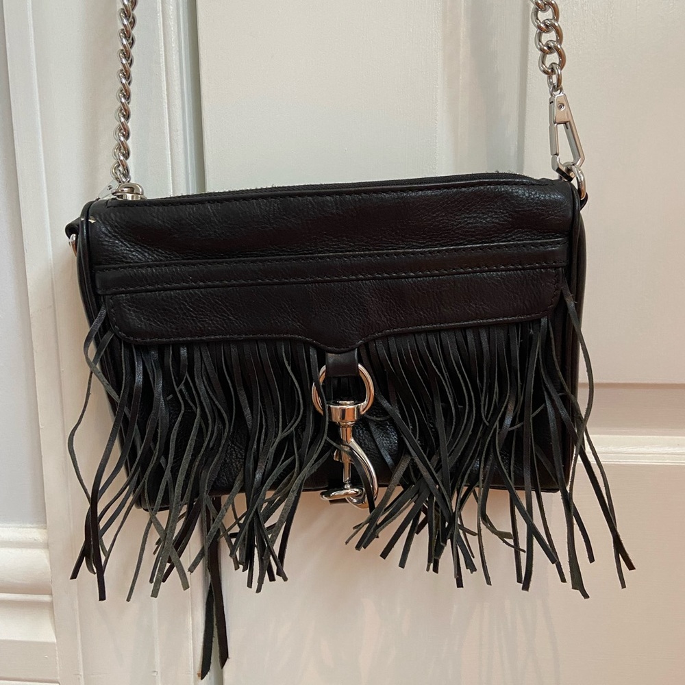 Rebecca Minkoff Mini leather fringe crossbody bag